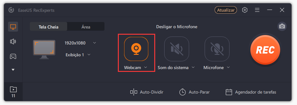 modo de gravação da webcam