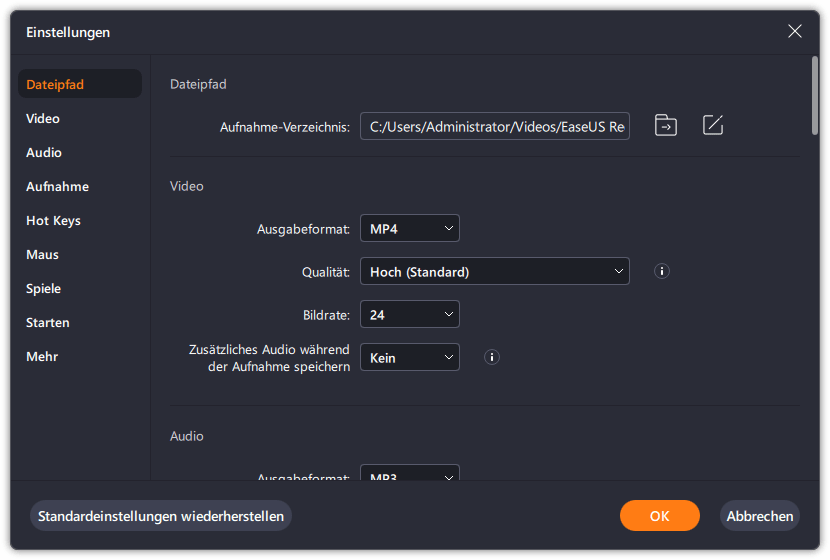 Die besten OBS Studio Alternativen - Mehr Optionen für die Aufzeichnung einstellen.