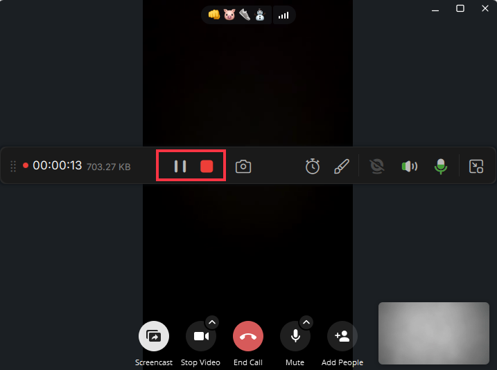 pause or stop recording